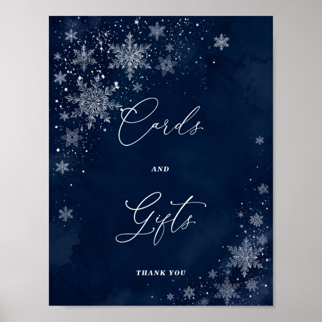 Affiche Cartes & Cadeaux de Fête de Fiançailles Flocons de (Devant)