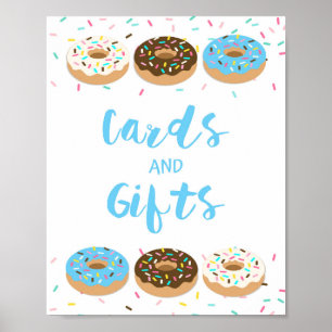 Affiche Cartes & Cadeaux Douche Panneau Bleu Donuts