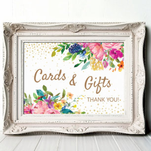 Affiche Cartes Cadeaux Fleurs Roses Baby Shower