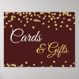 Affiche Cartes & Cadeaux Gold Faux Parties scintillant Con