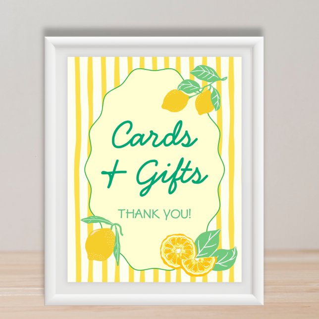Affiche Cartes & Cadeaux Jaune Vert Citron Diplôme (Cards & Gifts Yellow Green Lemon Graduation Poster)