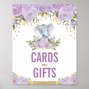 Affiche Cartes & Cadeaux Jungle Eléphant Purple Or Eléphan