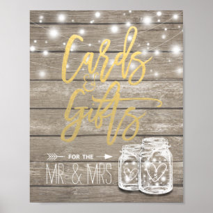 Affiche Cartes & Cadeaux Mariage Signal en bois rustique M