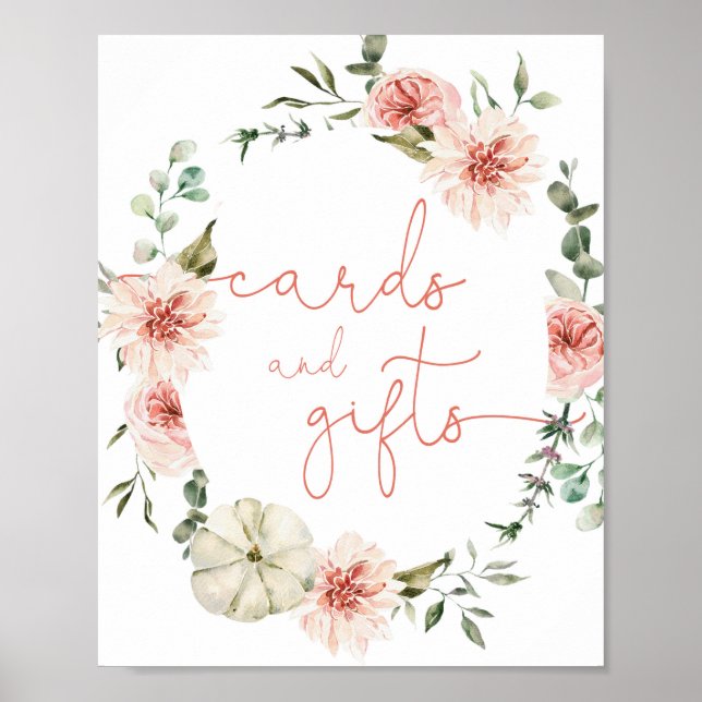 Affiche Cartes cadeaux panneau citrouille rose pâle baby s (Devant)