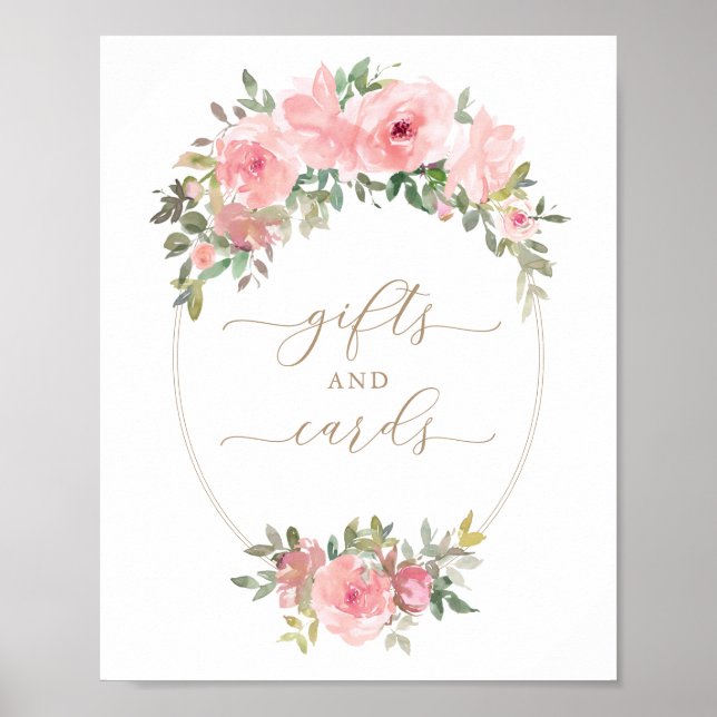 Affiche Cartes Cadeaux Signale Rose Floral Baby shower ver (Devant)