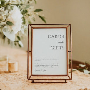 Affiche Cartes Cadeaux Table Merci Elégant Noir Blanc