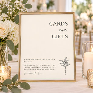 Affiche Cartes Cadeaux Table Merci Palmier Côtière