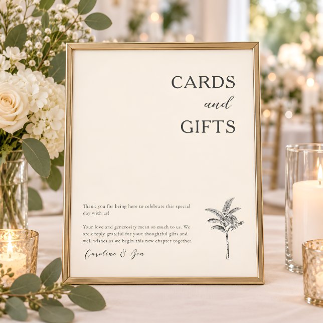 Affiche Cartes Cadeaux Table Merci Palmier Côtière (Créateur téléchargé)