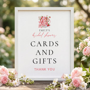 Affiche Cartes Cadeaux Tasse à Thé Fraise Panneau pour Mar