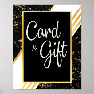 Affiche Cartes & Cadeaux typographie noir rayures marbre o
