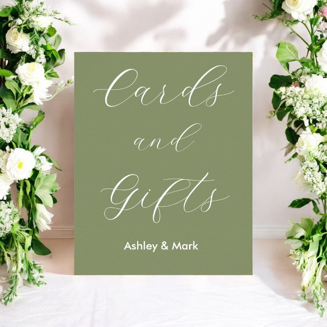 Affiche Cartes Cadeaux Vert Sauge Blanc Mariage (Créateur téléchargé)