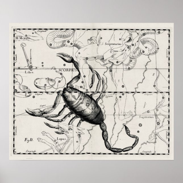 Affiche Cartes célestes des constellations de l'astronomie (Devant)