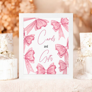 Affiche Cartes Coquette Pink Bow cadeaux douche nuptiale