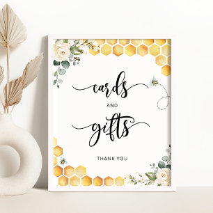 Affiche Cartes d'aquarelle d'abeille et signe cadeau