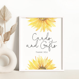 Affiche Cartes d'aquarelle de tournesol d'aquarelle et cad