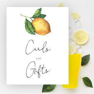 Affiche Cartes de baby shower citron et cadeaux