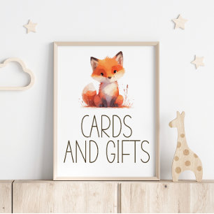 Affiche Cartes de bébé en Plaid Renard Mignon Cadeaux Pann