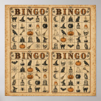 Cartes de bingo Halloween vintage