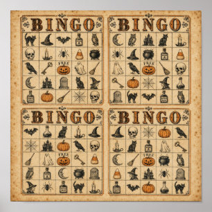 Affiche Cartes de bingo Halloween vintage