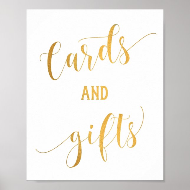 Affiche Cartes de calligraphie dorée simples et panneau de (Devant)