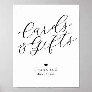 Affiche Cartes de calligraphie élégantes simples et cadeau