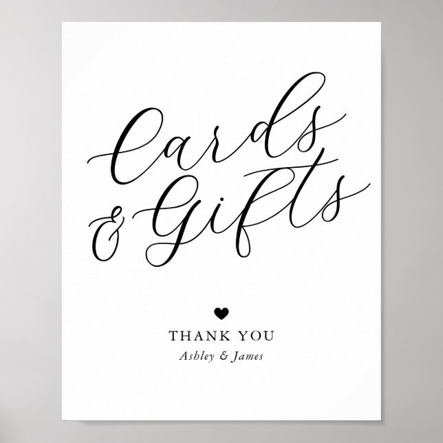 Affiche Cartes de calligraphie élégantes simples et cadeau (Devant)
