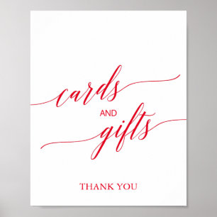 Affiche Cartes de calligraphie rouges élégantes et panneau