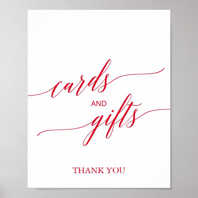 Affiche Cartes de calligraphie rouges élégantes et panneau (Devant)