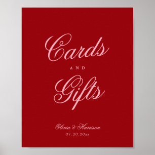 Affiche Cartes de caractères gras rose rouge Cadeaux Panne
