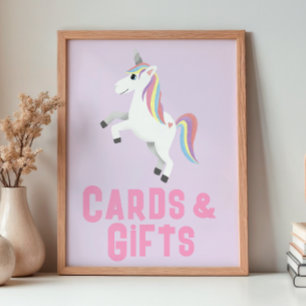 Affiche Cartes de fête d'anniversaire de licorne magique p
