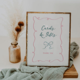 Affiche Cartes de Fête des mariées à cadre rose vert