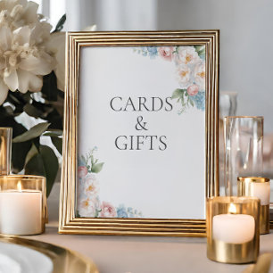 Affiche CARTES DE Fête des mariées ET CADEAU BLEU ROSE FLE