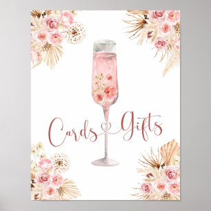 Affiche Cartes de Fête des mariées Soiree Rose Boho Rose C