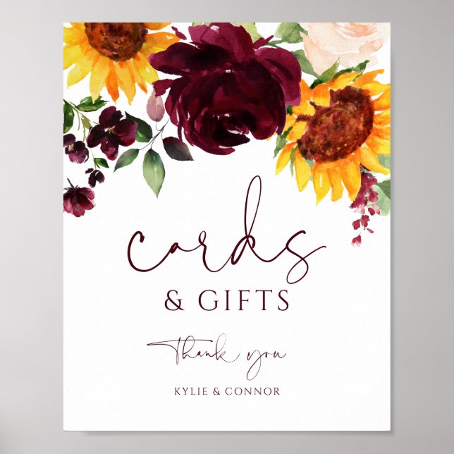 Affiche Cartes de mariage & Cadeaux Panneau Tournesol Rose (Devant)