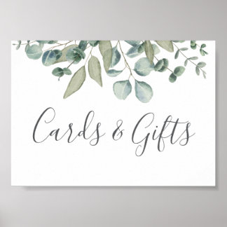 Affiche Cartes de mariage et cadeau à verdure d'eucalyptus