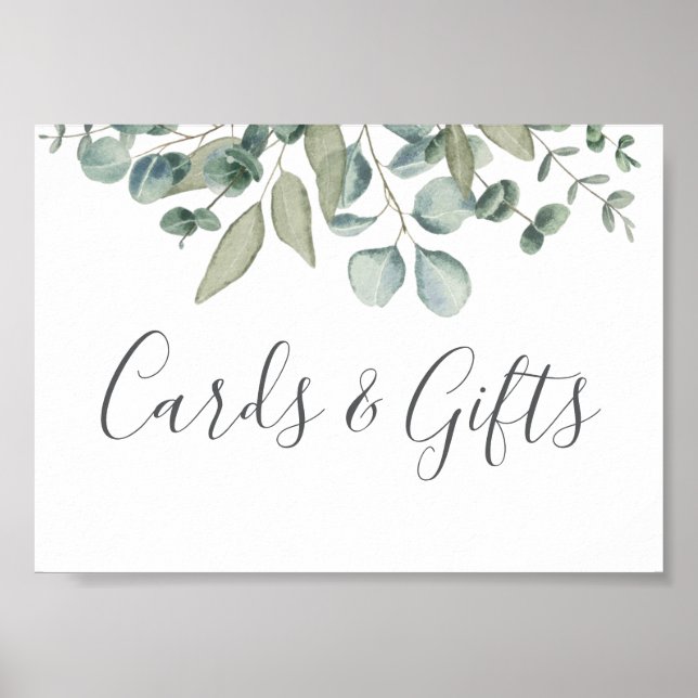 Affiche Cartes de mariage et cadeau à verdure d'eucalyptus (Devant)