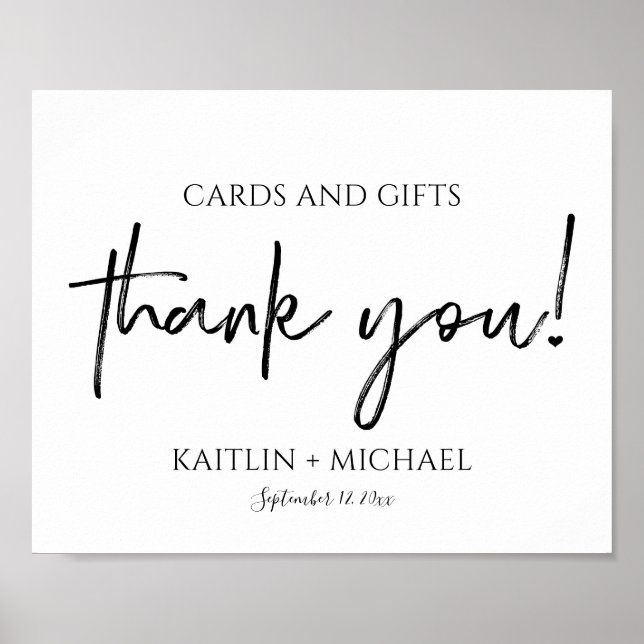 Affiche Cartes de mariage et cadeaux 8x10 Script moderne n (Devant)