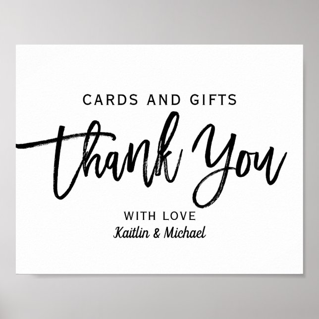 Affiche Cartes de mariage et cadeaux 8x10 Typographie | No (Devant)