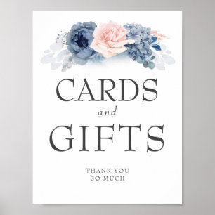Affiche Cartes de Mariage et Cadeaux Signal Dusty Blue Flo