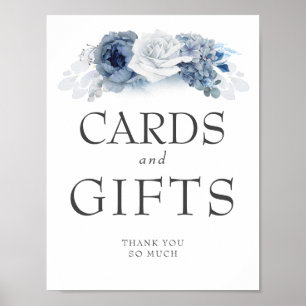 Affiche Cartes de Mariage et Cadeaux Signal Dusty Blue Flo