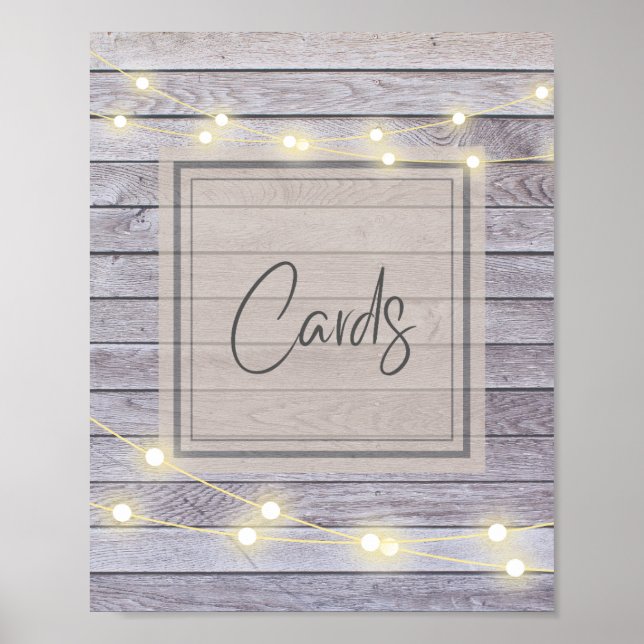 Affiche Cartes de mariage ou de Baby shower rustique à la  (Devant)