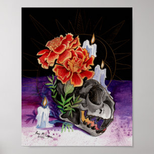 Affiche Cartes de mémoire Vibes d'automne Kitty peinture d