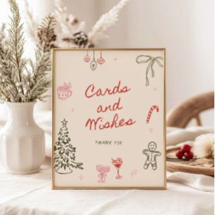 Affiche Cartes de Noël dessinées à la main et vœux