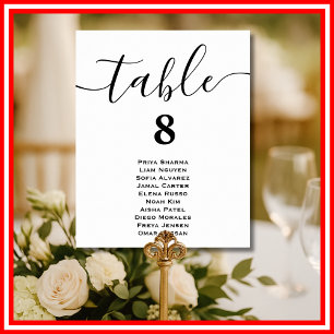 Affiche Cartes de plan de table de mariage minimal moderne