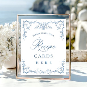 Affiche Cartes de recette couleur bleu bleu bleu orné vict