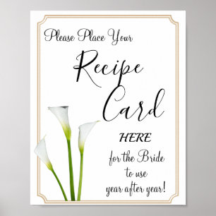 Affiche Cartes de recette de callas jeu de baby shower sig