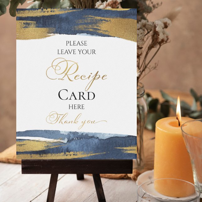Affiche Cartes de recette de mariage en or abstrait bleu s (Créateur téléchargé)
