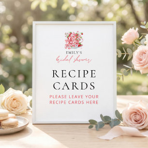 Affiche Cartes de recette de tasse à thé à la fraise Panne
