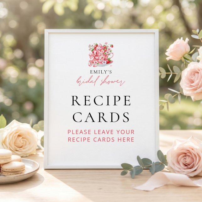 Affiche Cartes de recette de tasse à thé à la fraise Panne (Créateur téléchargé)