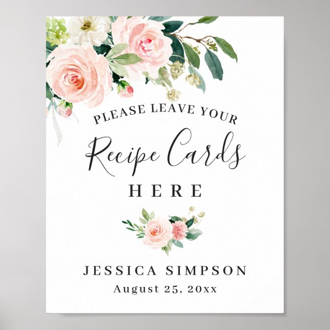 Affiche Cartes de recette Fleurs Rose Rosé Mariage Post (Devant)
